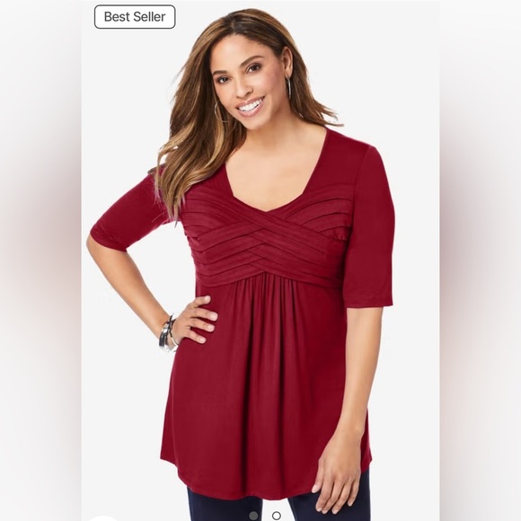 Jessica London Plus Size Stretch Knit Pleated Tunic Size 26 Size 28 - Picture 4 of 9